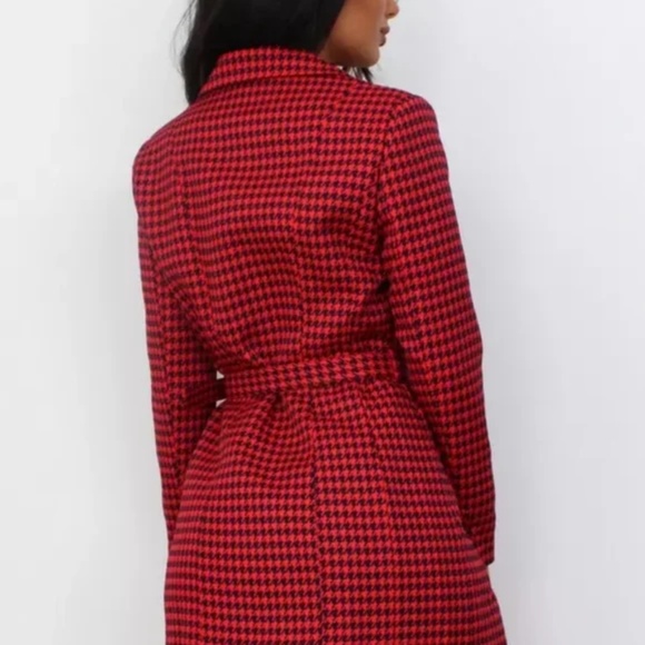 NWT Misguided Belted Blazer Dress Houndstooth Red - Picture 2 of 5